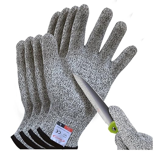 Cutting Gloves, 2 Pairs of Cut Resistant Gloves Food Grade, Cut Resistant Gloves for Kitchen, Oyster Shucking, Fish Fillet Processing, Carving Wood and Gardening(Large-Grey)