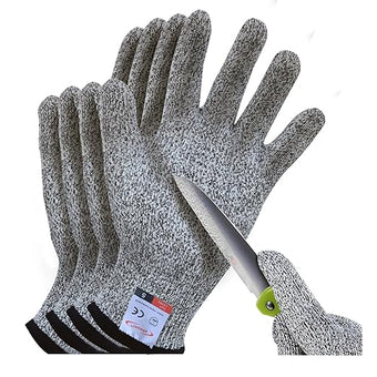 Cutting Gloves, 2 Pairs of Cut Resistant Gloves Food Grade, Cut Resistant Gloves for Kitchen, Oyster Shucking, Fish Fillet Processing, Carving Wood and Gardening(Large-Grey)