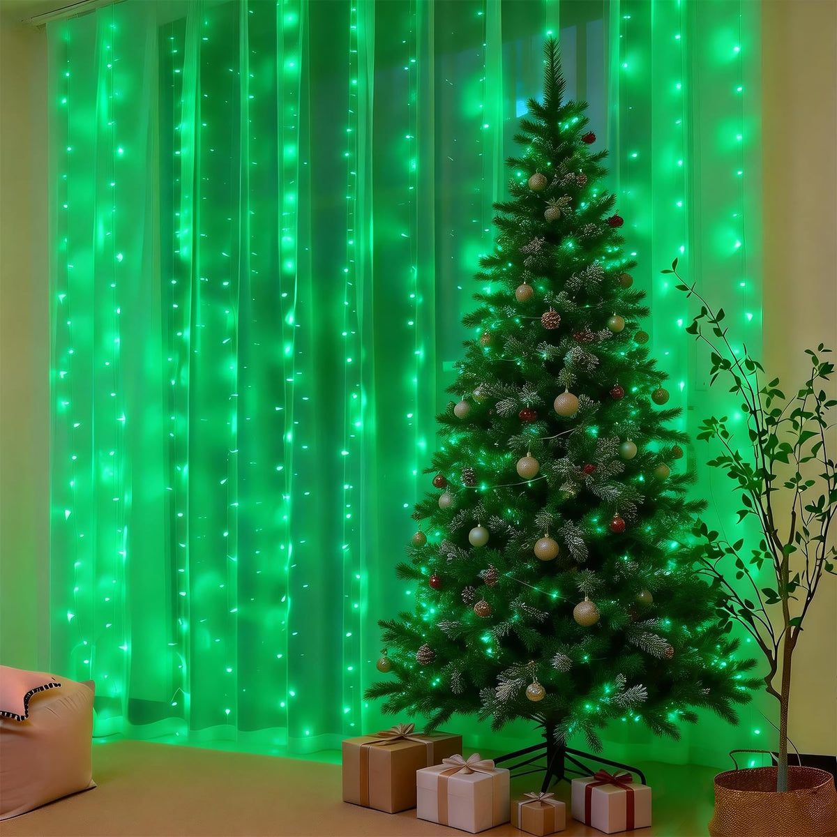 300LED Fairy Curtain Lights 9.8ft x 9.8ft LED Dimmable Twinkle Lights