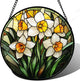 AMDERVEN Stained Glass Window Hanging, Yellow and White Daffodils Sun Catcher for Door Home Decor Plants Flowers Suncatcher Christmas Mother's Day Birthday Gifts for Women Men Mom Nana 6.3 in