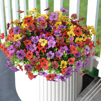 ZFProcess Artificial Flowers Faux Plants Outdoor Fake Flowers Spring Decor,12 Bundles Outdoor Flower Plastic Plant Colorful Daisy UV Resistant for Porch Patio Yard Garden Pot Planters