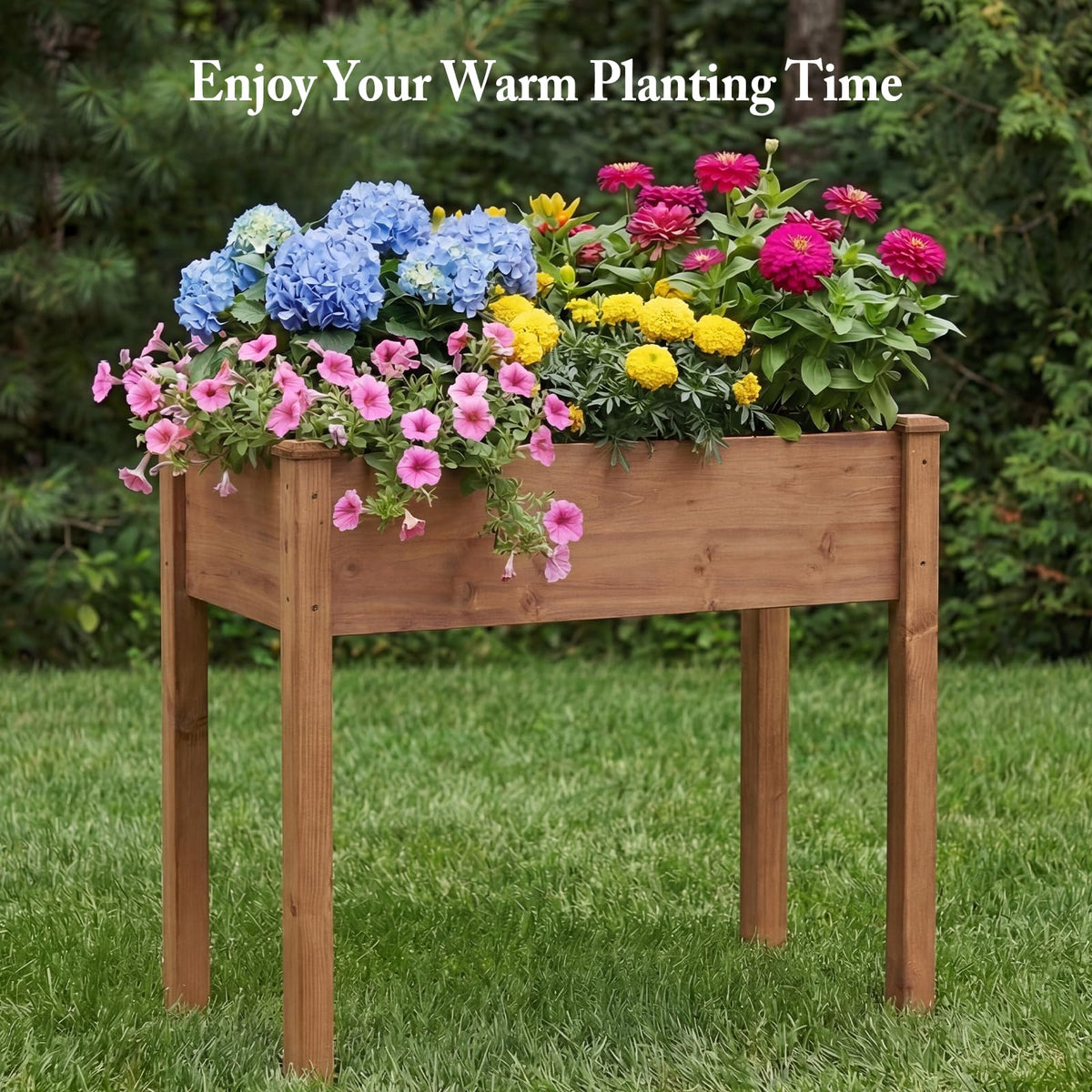 DUMOS 34x18x30 Inch Raised Garden Bed, Elevated Wood Planter Box with Legs