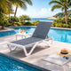 Kozyard Outdoor Chaise Lounge Chair, Full Flat Adjustable Patio Lounger with Aluminum Frame & Resin Legs, Textilene Fabric for Poolside, Backyard & Beach (Gray, Chair with Table)