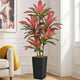 Roselywed Artificial Red Dracaena Tree 5FT with 90 Leaves & 6 Heads & Black Tall Planter Cover with Coconut Fiber Tall Faux Tropical Silk Bicolor Plant 60 Inch for Indoor Home Office Porch Mall Decor