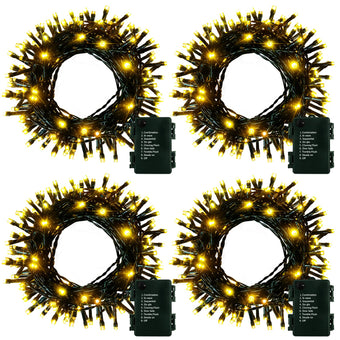 4 Pack Battery Operated Outdoor String Lights Timer Christmas Wreath Lights