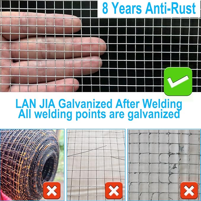 1/2inch Galvanized Hardware Cloth 36" x 100' 19 Gauge Hot-Dip Galvanized After Welding Chicken Wire Raised Garden Bed Plant Supports Poultry Netting Chicken Wire Fence Wire Mesh Roll