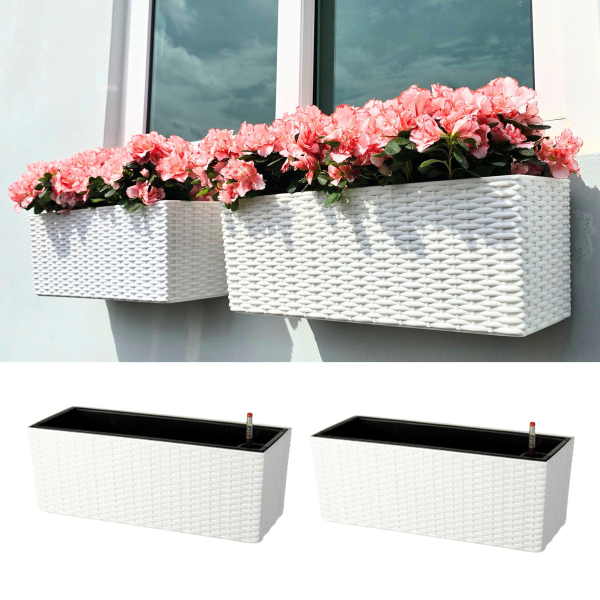 LaLaGreen Window Boxes Planter (20in, 2 Pack) Outdoor Wall Hanging Planters