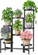 NQW 8 Tiered Plant Stand Indoor for Multiple Large Planter, Tall Heavy Duty Adjustable Folding Rack with Rustproof 7.9 Inch Wide Tray, Plant Shelf for Corner Living Room - BlackDisk