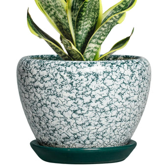 Thirtypot Ceramic Plant Pot, 6 Inch Planters Indoor, Crackle Green