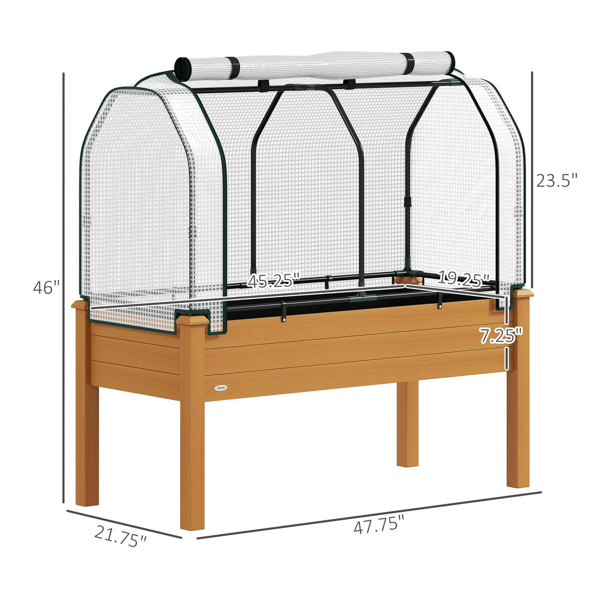 Outsunny Raised Garden Bed with PE Greenhouse Cover 48x22x46 inch Sand