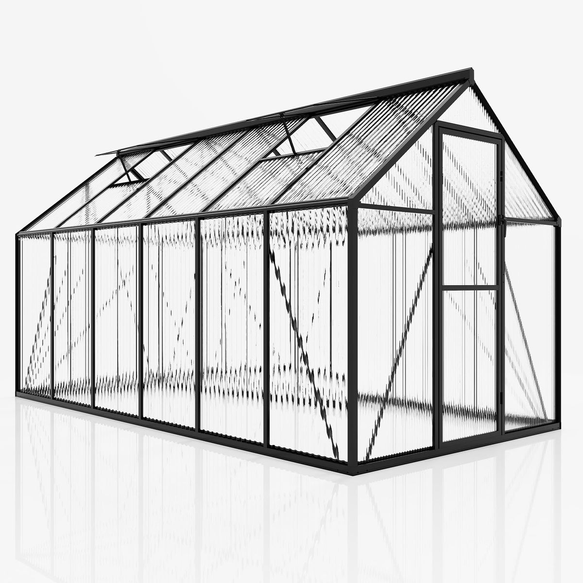 AMERLIFE 6x12 FT Walk-in Polycarbonate Greenhouse with 2 Top Windows