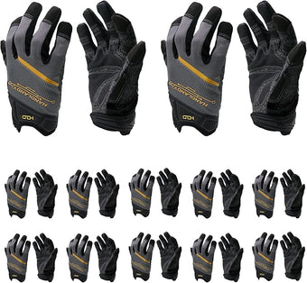 HANDLANDY Mens Work Gloves Touch screen, Utility Mechanic Gloves, Flexible Breathable Fit- Padded Knuckles & Palm