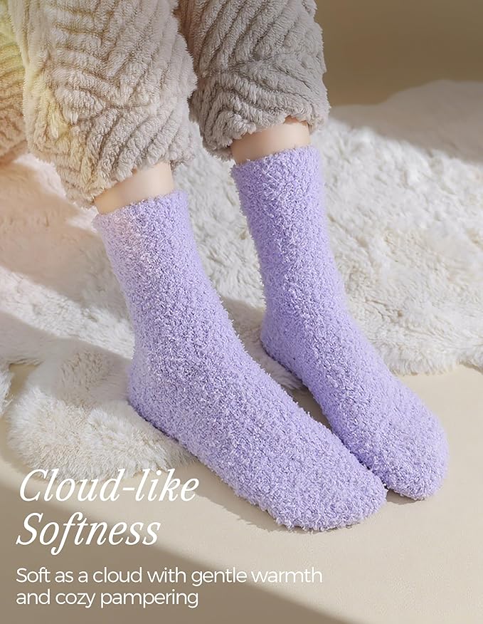 TEHOOK Warm & Cozy Valentines Gifts for Women, Fluffy Fuzzy Plush Sleeping Slipper Socks - Soft Warm Fabric