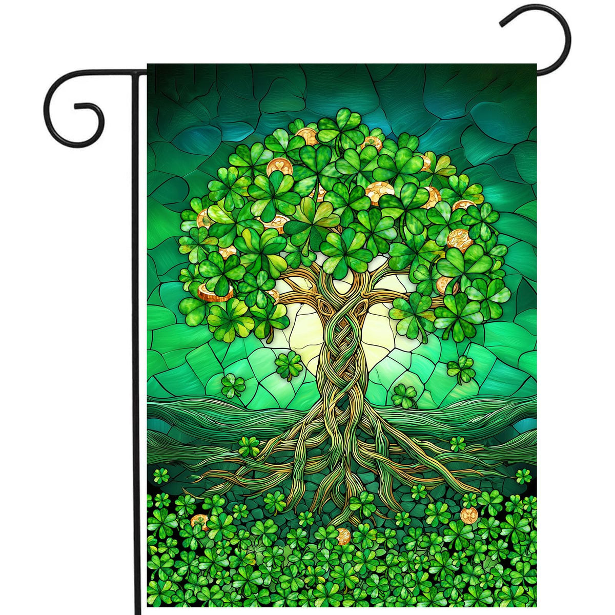 St Patricks Day Garden Flag 12x18 Double Sided Outside Shamrock Clover Tree Life Welcome Holiday Yard Signs for Saint Patrick Spring Outdoor Decorative