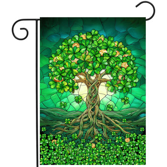 St Patricks Day Garden Flag 12x18 Double Sided Outside Shamrock Clover Tree Life Welcome Holiday Yard Signs for Saint Patrick Spring Outdoor Decorative