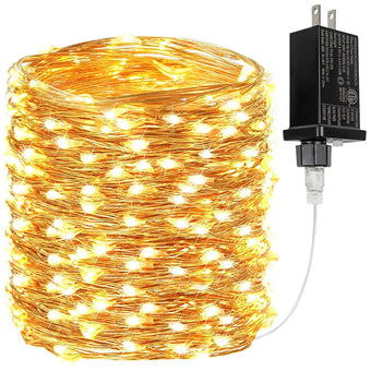 99FT 300 LED Fairy Lights Plug in, Extra-Long Twinkle Lights Warm White