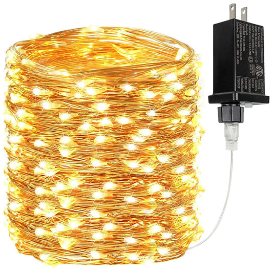 99FT 300 LED Fairy Lights Plug in, Extra-Long Twinkle Lights Warm White