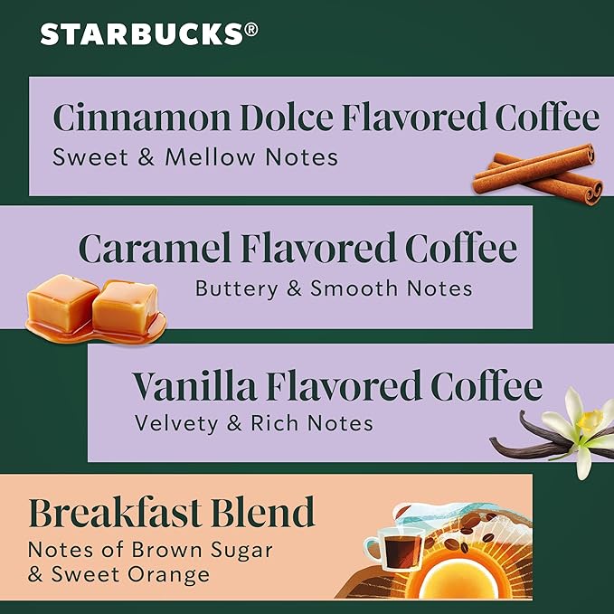 Starbucks K-Cup Coffee Pods, Starbucks Blonde, Medium, Dark Roast and Flavored Hot or Iced Coffee, Variety Pack, 40 Keurig Pods