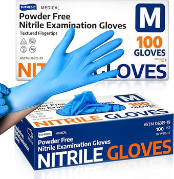 Medical Soft Max™ Nitrile Exam Gloves, 100 Count Latex-Free Powder-Free Non-Sterile Food Safe Disposable Glove, Blue