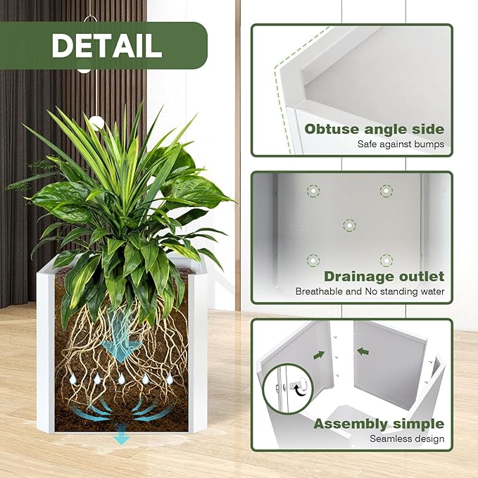 Steel Planter Box-20"x20"x20"-Large Square Planter Box-Outdoor Indoor-Cube Steel Planter Heavy Duty White Metal Planter Flower Pot Commercial Residential for Home Garden Porch Hotel Patio