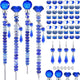 121 Pcs DIY Fairy Wand Beaded Garden Stakes Kit, Fairy Wands Garden Kit Dark Blue Large Hole Bead with Pendants Crystal Stopper Top Threaded Rod Beaded Garden Stakes Supplies for Outdoor Decorative
