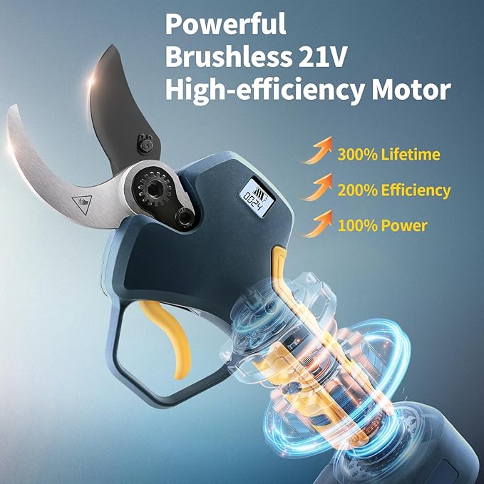 2-in-1 Brushless Pole Pruning Shear, 40mm Professional Cordless Pruners with Extension 1.6 Inches Compatible with Makita 18V Batteries Electric Tree Pruner 4000mAh Battery Secateurs