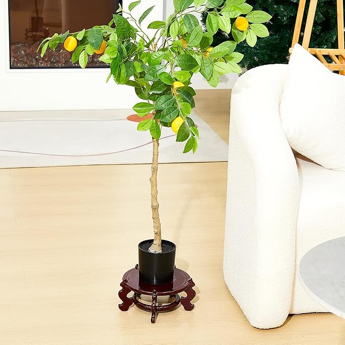 Geetery 2 Pcs 4 to 12 in Wooden Plant Stands Indoor Chinese Oriental Plant Stand for Vase Fishbowl Flower Pot Lamp Redwood Base Vintage Display Rack Decor(8 Inch)