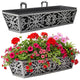 2 Pack 24 Inch Window Boxes Planter for Outdoor Plants Deck Railing Planters Box with Adjustable Brackets for Porch Fence Balcony Hanging Flower Baskets with Non-Woven Fabric Liner for Garden Decor
