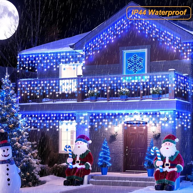 Color Changing Christmas Icicle Lights with Remote, 35 Colors 9 Modes String Lights Outdoor, 240 LED 38.5 FT RGB Waterproof Hanging Lights for Roof Window Home Party Easter Valentine's Day Decor