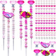 145 PCS Beaded Garden Stakes Kit, DIY Fairy Wand Garden Stake Beads Kits with Assortment Large Hole Beads 4 Crystal Stopper Top 2 Colored Butterfly Tops and Threaded Rods for Outdoor Indoor Decor
