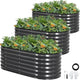 Galvanized Raised Garden Bed Outdoor |17'' Tall Planter Box Outdoor for Deep Root Plants | 3Pcs Raised Bed Kit for Gardening with Rubber Strip for Vegetables Flowers Fruits (Darkgrey, 4x2x1.4FT)