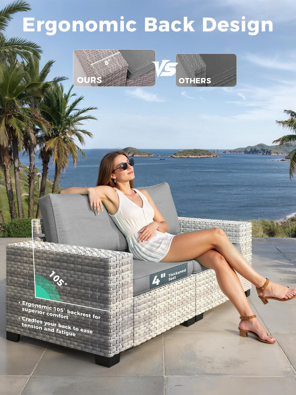 9 Piece Outdoor Wicker Patio Furniture Set with Swivel Chairs
