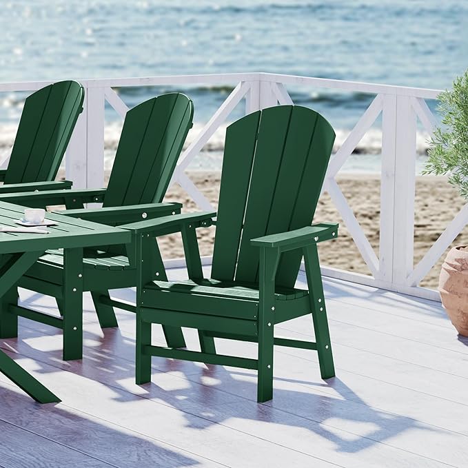 WestinTrends Malibu Malibu Outdoor Patio HDPE Plastic Adirondack Dining Chair Dark Green