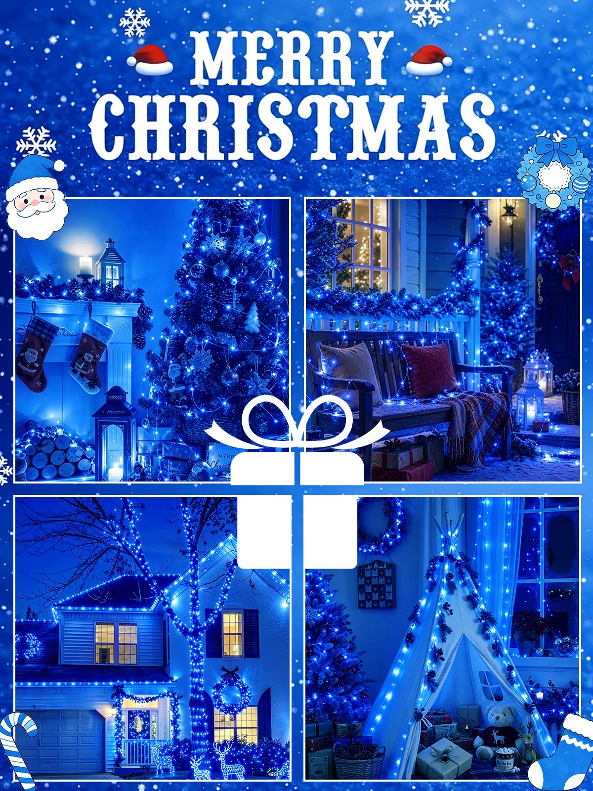 2 Pack 100 LED Fairy Lights Battery Operated with Remote Timer, 33 FT Blue