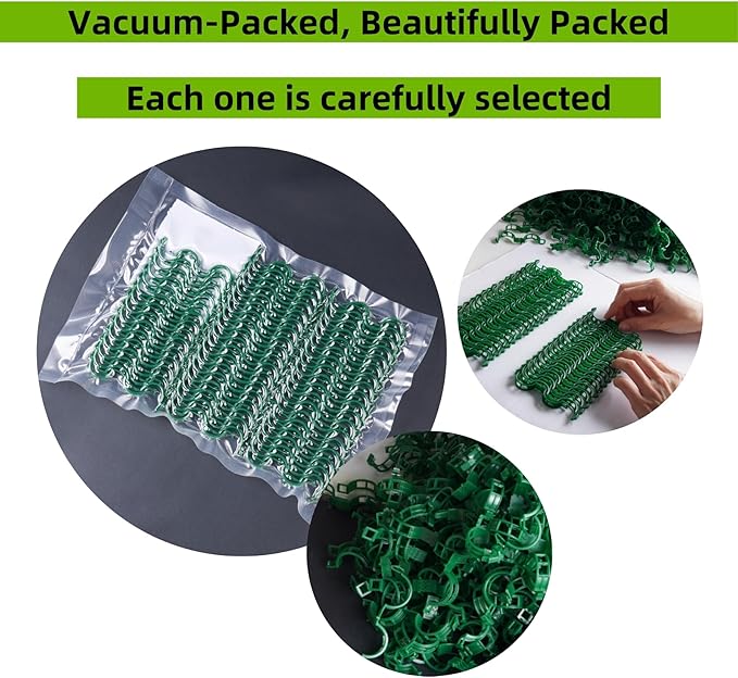 200 Pcs Plant Support Clips,Plastic Clips for Securing Plants,Tomato Vine Clips,Plant Fixing Clips,Garden Clips for Climbing Plants,Grape and Vine Vegetables (200, Green)