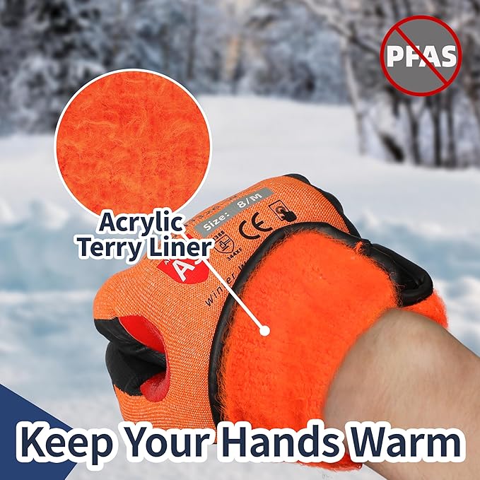 Schwer FreezeGuard-X Winter Work Gloves for Men and Women, ANSI A9 Cut Resistant Gloves for Extreme Protection, Freezer Glove With Super Grip, Touchscreen, Thermal Insulated, PM3326-W (XXS,1 Pair)