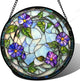 DASTOLL Stained Glass Window Hanging, Purple Morning Glory Flowers Suncatcher for Doors Window Home Plant Sun Catchers Decoration Mother's Day Birthday Gifts for Women, Men, and Mom 11.8x11.8 in