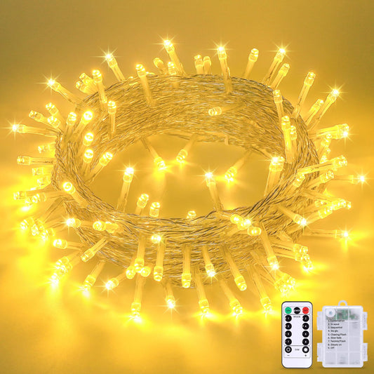 JMEXSUSS 33ft 100 LED Warm White Christmas String Lights for Room Decor