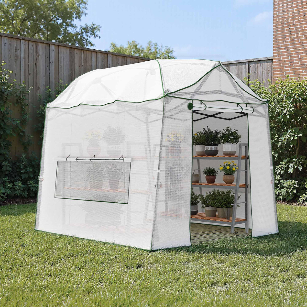 8.5 x 7 ft Pop-up Greenhouse, Walk-in Green House for Indoor Outdoor