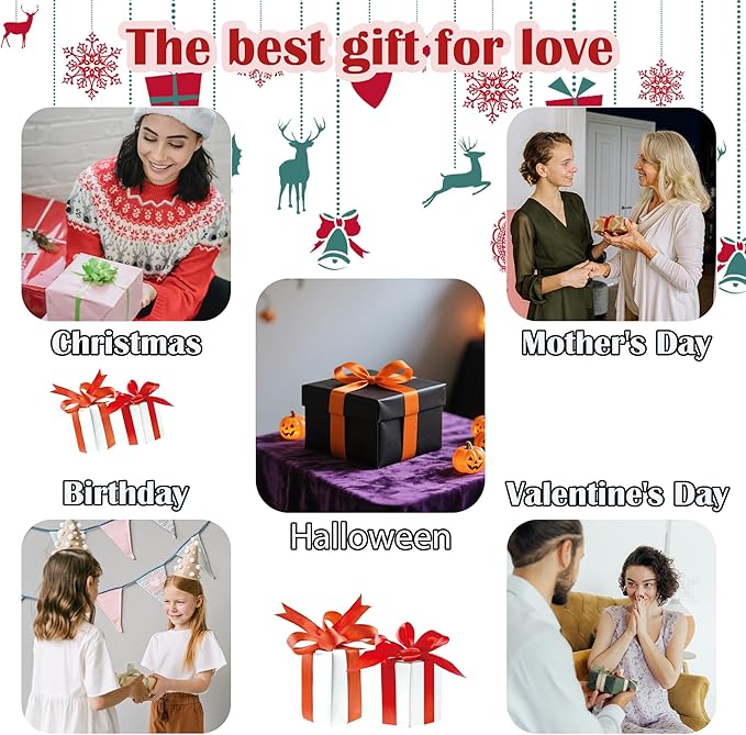 AMDERVEN Stained Glass Window Hanging 4 Pcs Set Winter Skiing Red Christmas House 7.8" - Suncatcher Door Garden Sun Catcher Decor Birthday Mother's Day for Mom Woman Nana Friend