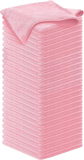 USANOOKS Microfiber Cleaning Cloth Light Pink - 50 Pcs 12.5"x12.5" - High Performance - 1200 Washes, Ultra Absorbent Towels Weave Grime & Liquid for Streak-Free Mirror Shine - Car Washing Cloth