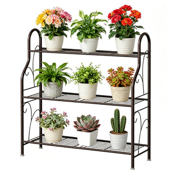 SORCEDAS 3 Tier Metal Plant Stand Indoor Outdoor Corner Flower Shelf