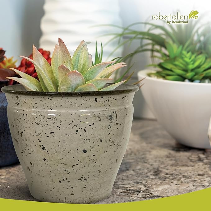 Headwind Riverside Collection – 10" Chamois Glazed Decorative Plant Pots Indoor with Drainage & Outdoor - Modern Flower Pot Weather-Resistant Lightweight Planter by Robert Allen