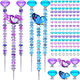 145 PCS Beaded Garden Stakes Kit, DIY Fairy Wand Garden Stake Beads Kits with Assortment Large Hole Beads 4 Crystal Stopper Top 2 Butterfly Tops and Threaded Rods for Outdoor Indoor Decor
