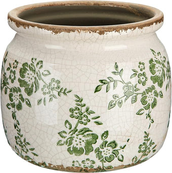 Vintage Planter Large Ceramic Plants Pot Green Beige Vintage Ditsy Ice Crack Cottage Scroll Vase Flower Vase Pot Indoor Plants Home Kitchen Decor Farmhouse Antique Decorative Gifts