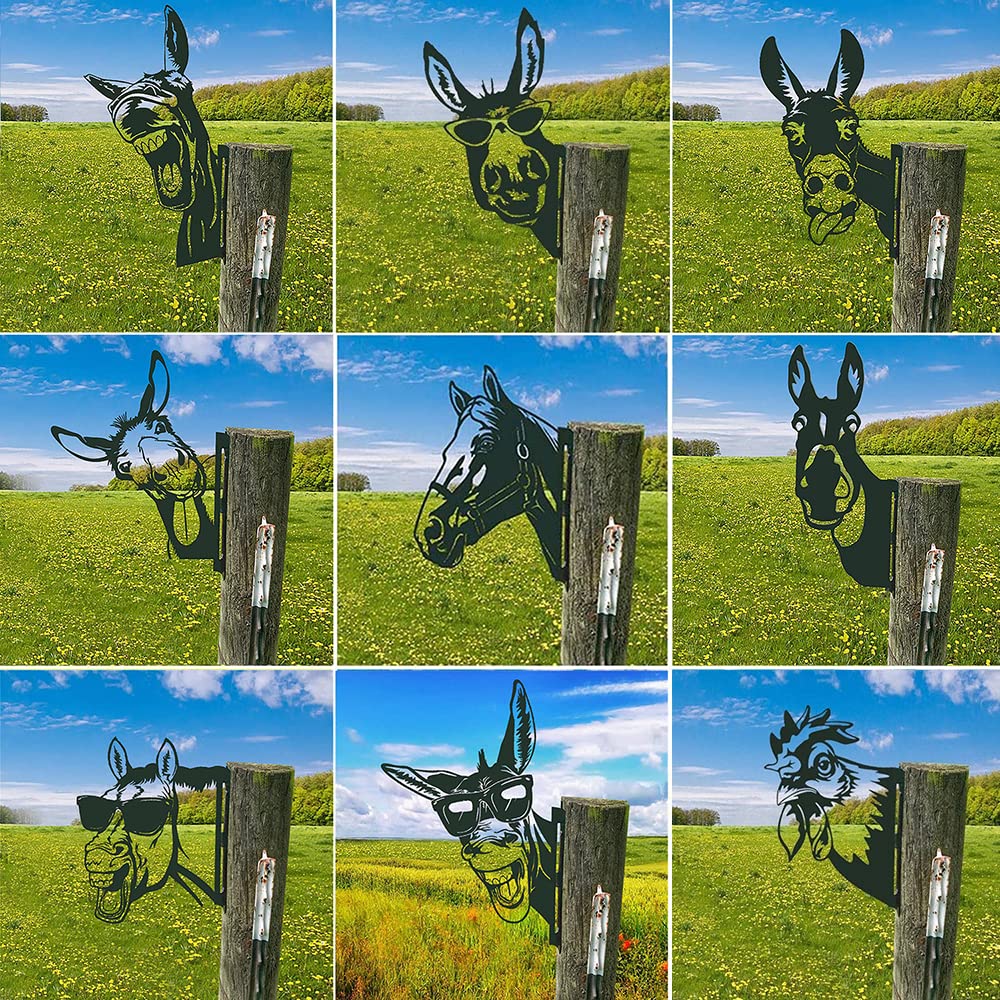 AOOLVY Farm Peeping Mouse Metal Art Outdoor Decor Garden Yard Decoration
