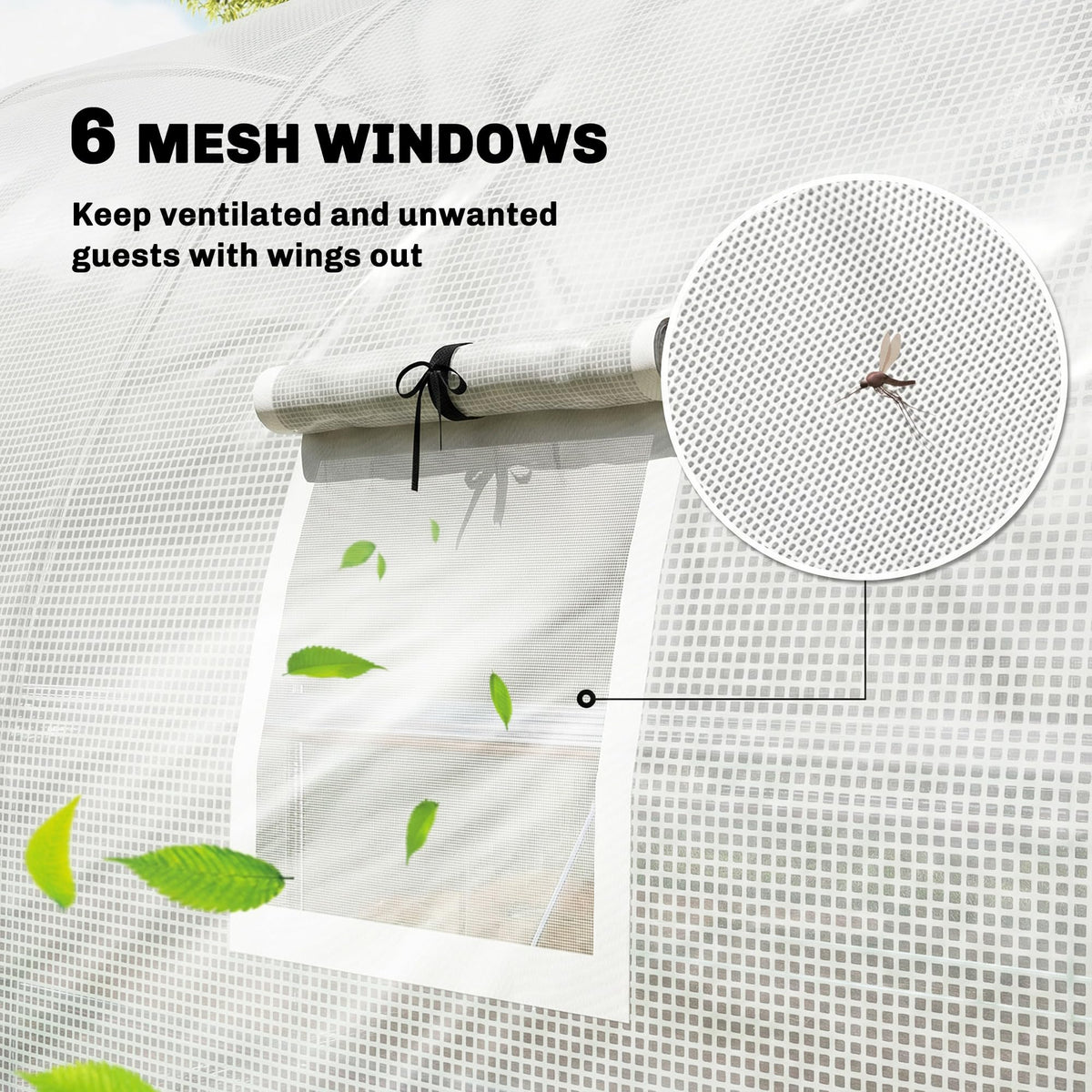 Outsunny 10'x11'x6' Walk-in Tunnel Greenhouse Hoop House Mesh Door White