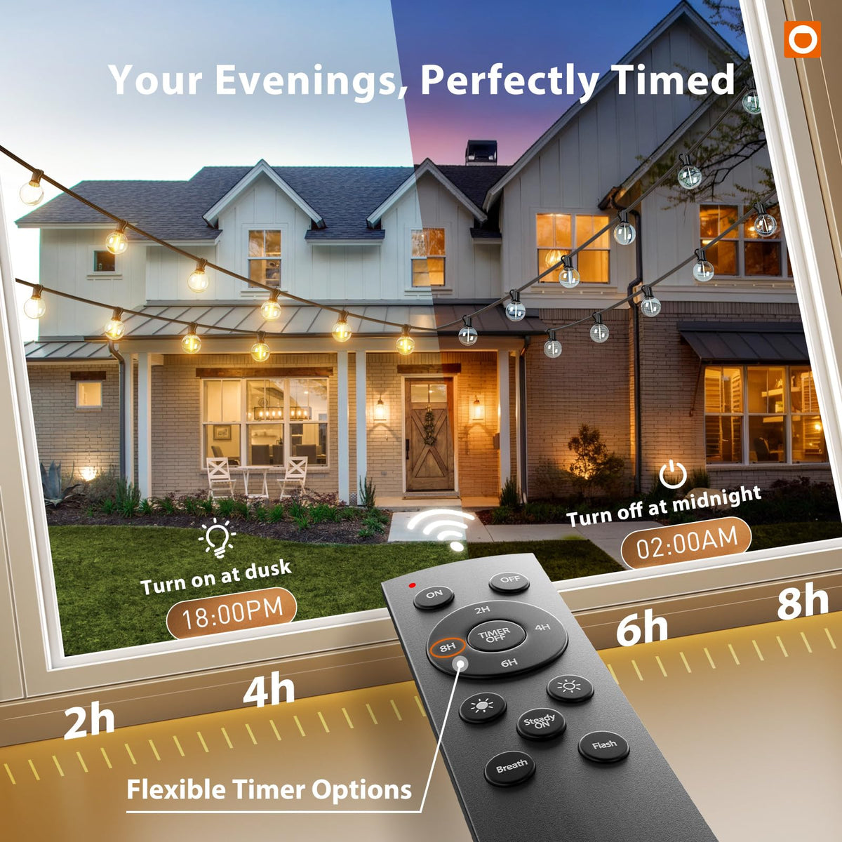 addlon Outdoor String Lights 50FT G40 with Remote 27 LED Shatterproof Bulbs