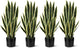 Crowye 4 Pack 2.25 Ft Tall Artificial Snake Plant Faux Sansevieria Plant Large Fake Snake Bulk in Pot for Home Office Housewarming Gift
