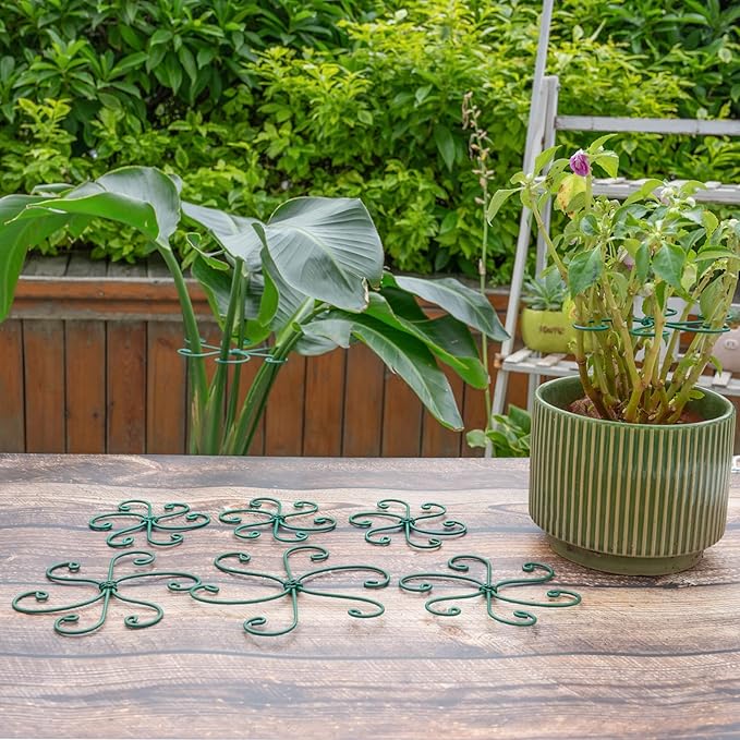 5PCS Monstera Plant Support Hook Green, 5.5IN - Durable Metal Stem Support for Indoor Plants, Adjustable & Easy to Install, Ideal for Monstera, Fishbone Cactus, and Decorative Plant Care